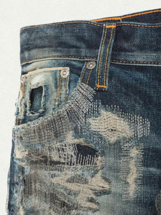 mending with embroidery jean pockets
