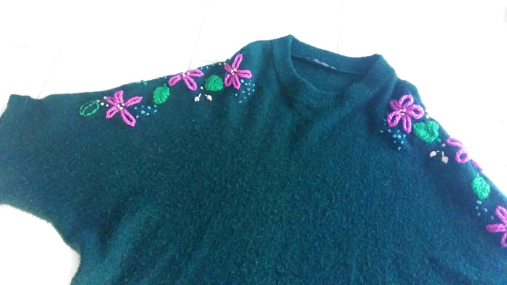 green hand embroidered sweater by ginger muse
