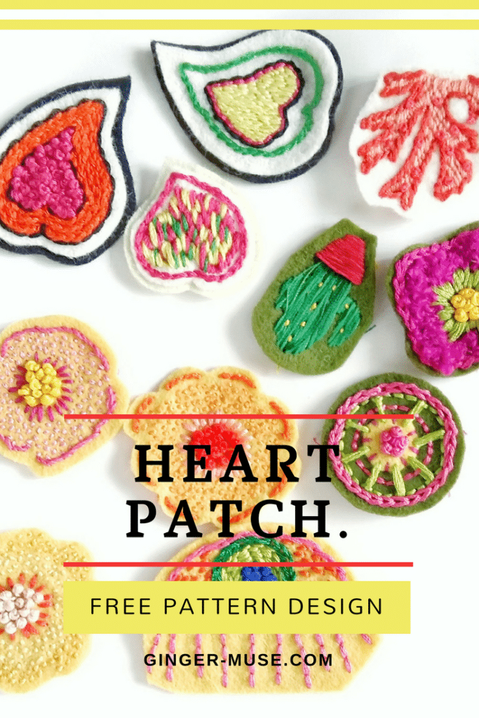 hand embroidered heart patch