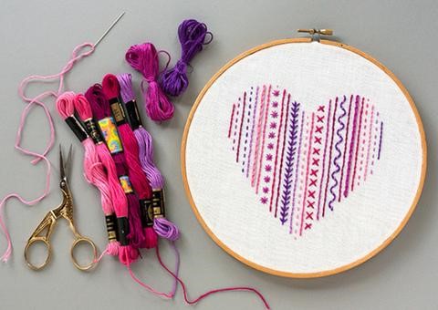 free embroidery pattern heart sampler