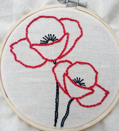 poppy free hand embroidery pattern