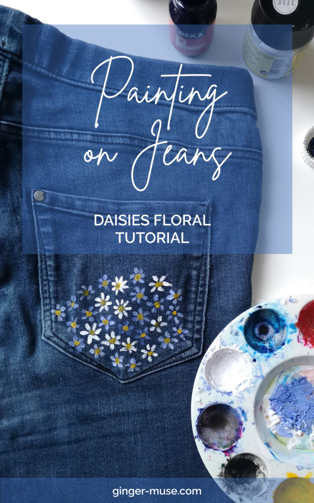 daisies on jeans painting