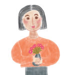 Girl with vase free embroidery pattern