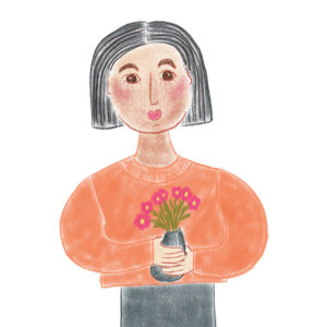 Girl with vase free embroidery pattern
