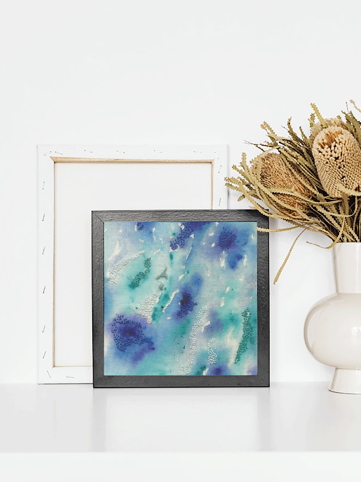 ocean ripples embroidery and painting art print